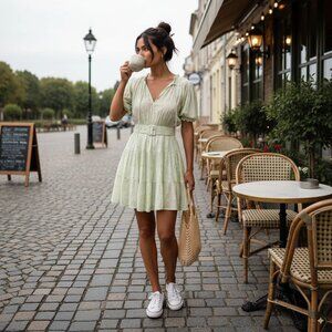 Lusana Ayla Mini Dress In Seawave Size Small NWT